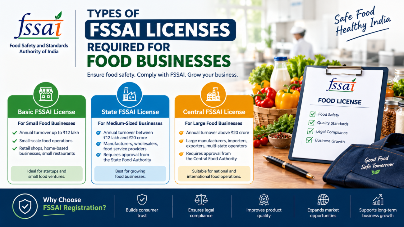 Types of FSSAI Licenses Required for Food Businesses